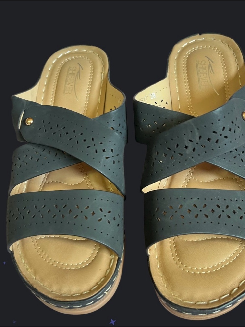 Women's Teal Cross-Strap Slide Sandals